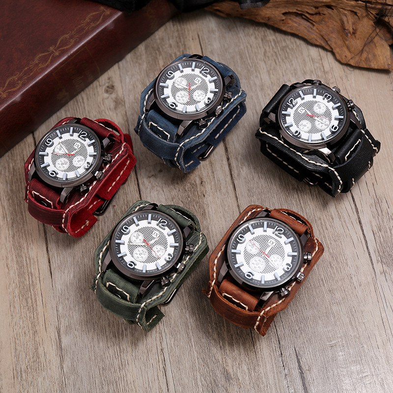 New Retro Mens Watches Genuine - Leather Watch Band Men recensione e prezzo