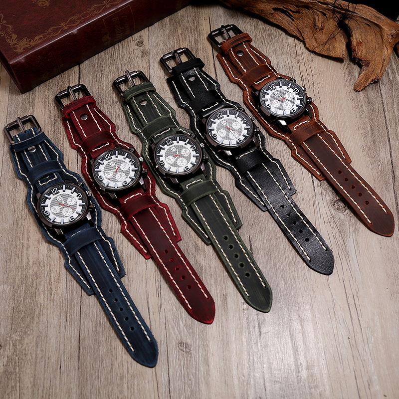 New Retro Mens Watches Genuine - Leather Watch Band Men recensione e prezzo