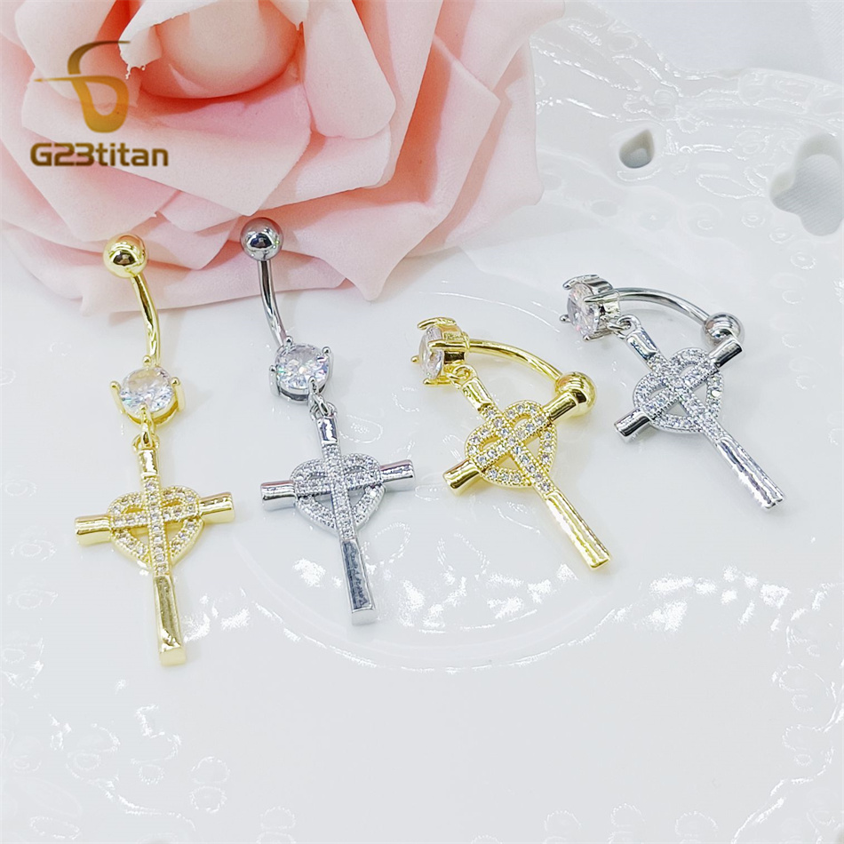 CZ Heart Cross Zircon Dangled  - Curved Spring Bar recensione e prezzo