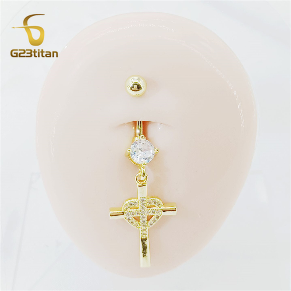CZ Heart Cross Zircon Dangled  - Curved Spring Bar recensione e prezzo