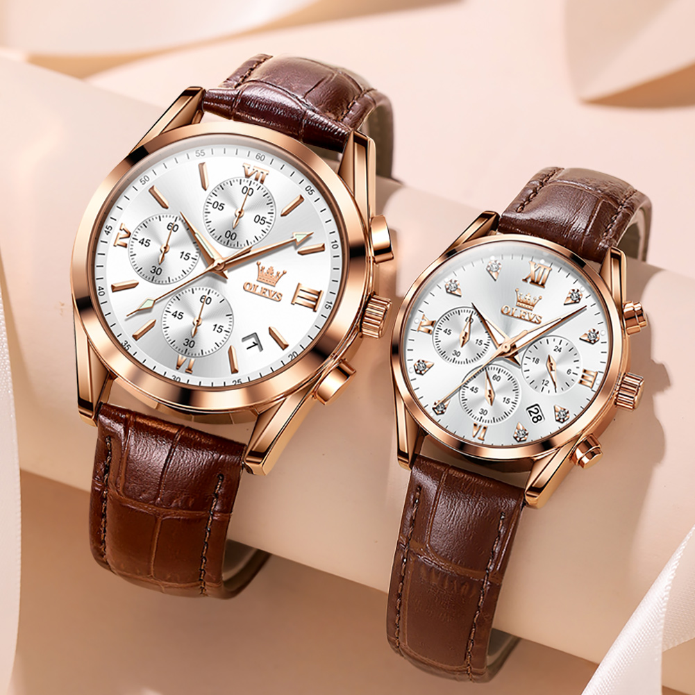 OLEVS Couple Watch for Men Wom - Leather Watch Band Men recensione e prezzo