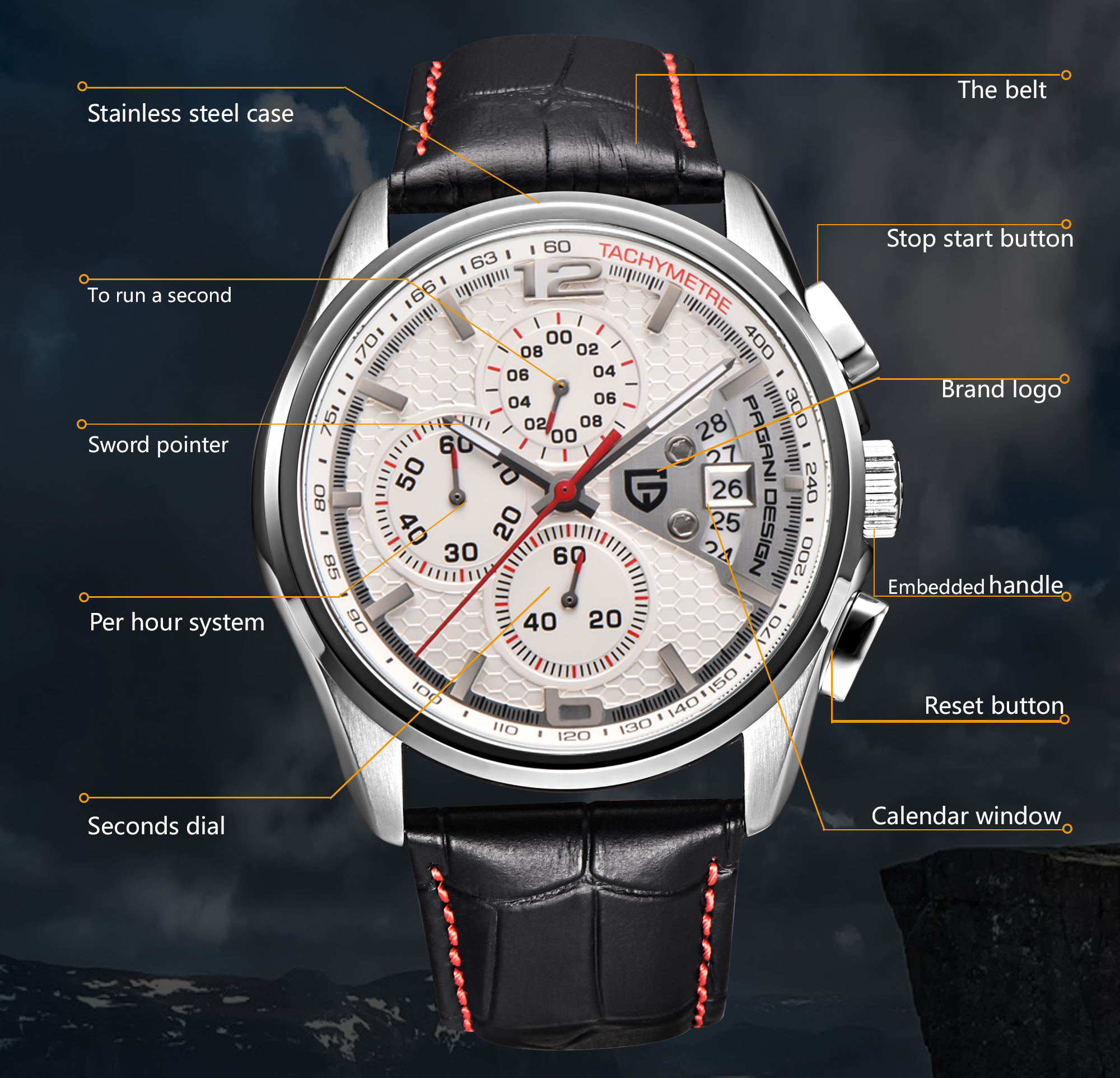 Pagani PD3306 Mens Quartz Watc - Leather Watch Band Men recensione e prezzo