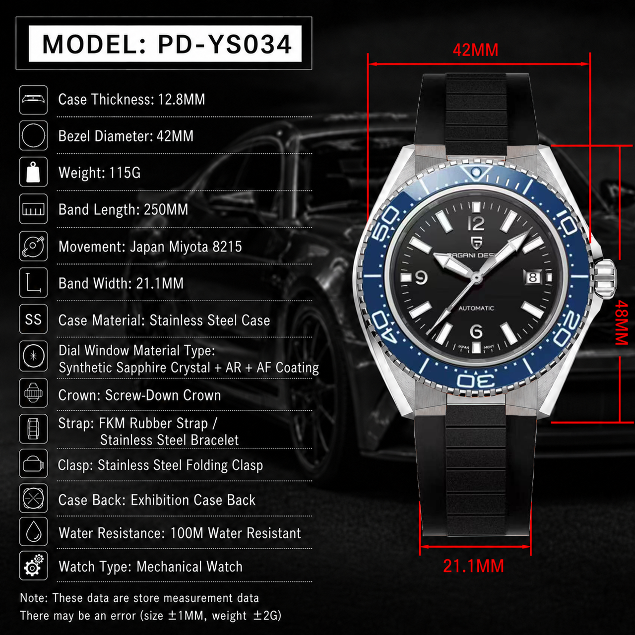 Pagani Design New Men's Mechan - Rubber Strap Diver recensione e prezzo