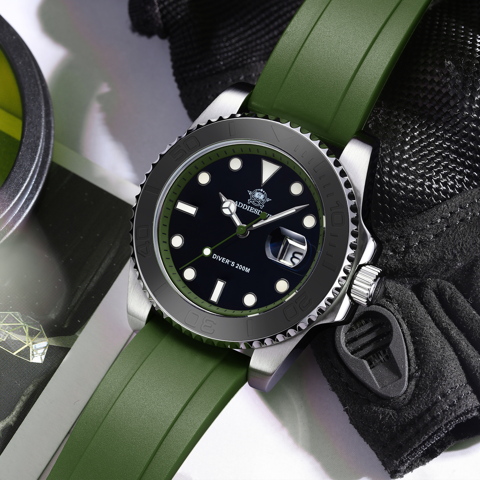 ADDIESDIVE Rotatable Ceramic B - Rubber Strap Diver recensione e prezzo