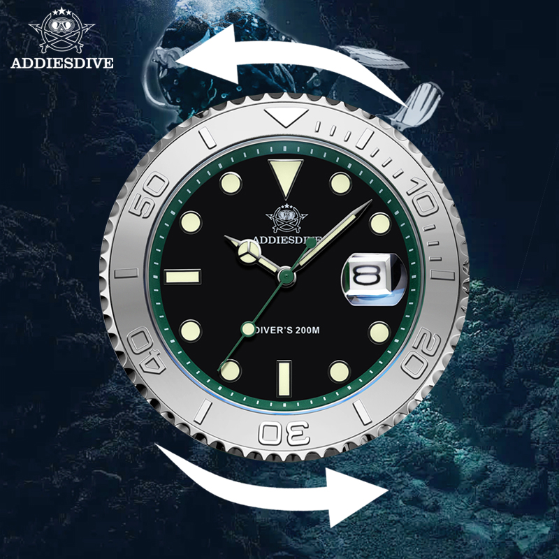 ADDIESDIVE Rotatable Ceramic B - Rubber Strap Diver recensione e prezzo