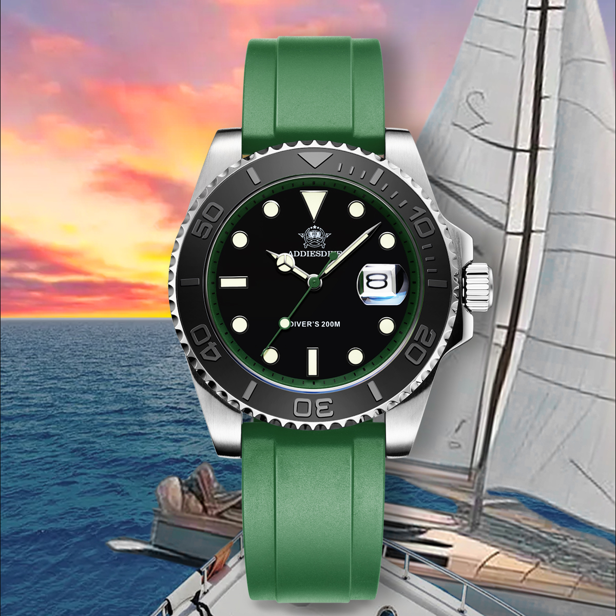 ADDIESDIVE Rotatable Ceramic B - Rubber Strap Diver recensione e prezzo
