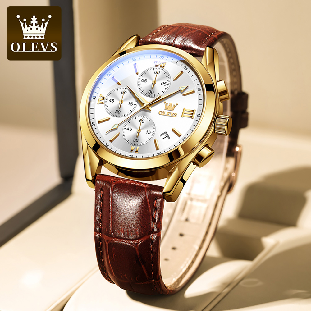 OLEVS 2872 Chronograph Men's W - Leather Watch Band Men recensione e prezzo