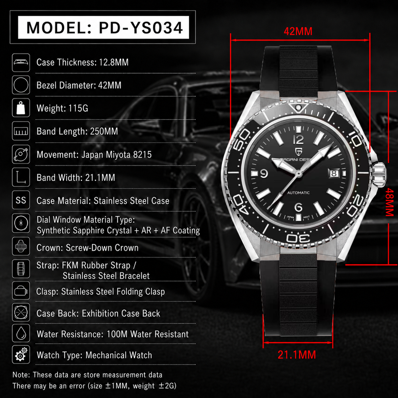 Pagani Design Luxury Men's Aut - Rubber Strap Diver recensione e prezzo