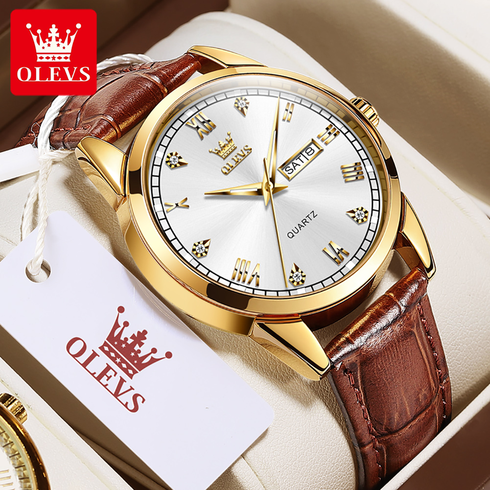 OLEVS 6896 Top Brand Men Quart - Leather Watch Band Men recensione e prezzo