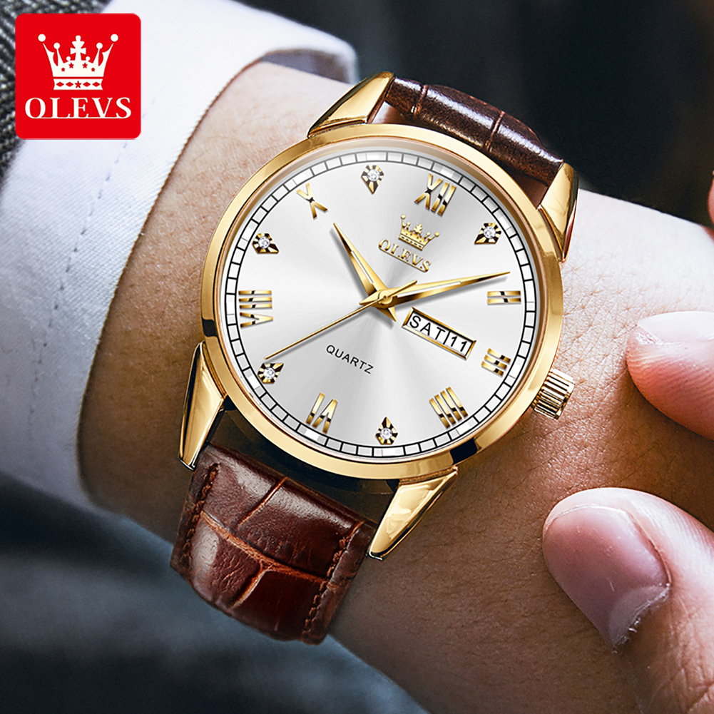 OLEVS 6896 Top Brand Men Quart - Leather Watch Band Men recensione e prezzo