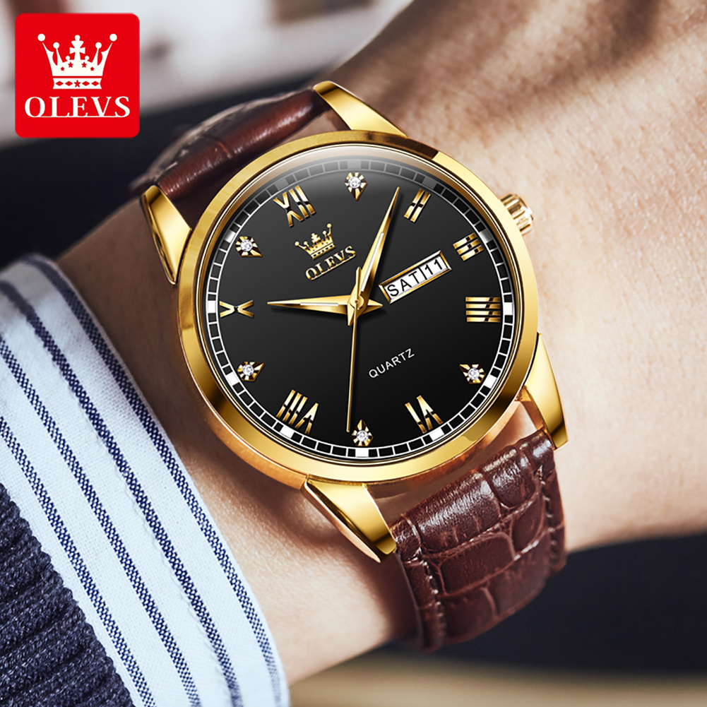 OLEVS 6896 Top Brand Men Quart - Leather Watch Band Men recensione e prezzo