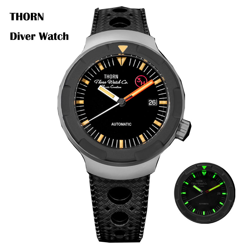 Thorn 42mm Men's Retro Titaniu - Rubber Strap Diver recensione e prezzo